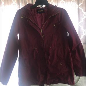 burgundy coat